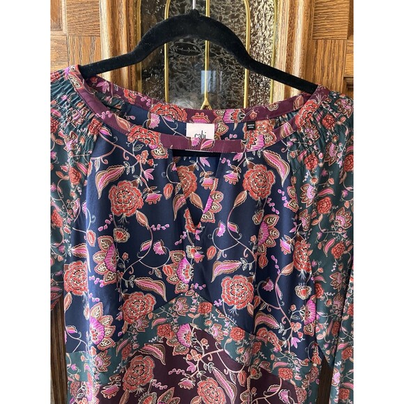 Cabi Festive Retro Flower Maxi Dress Size S Boho Style # 3675 Prairie Cottage - Picture 4 of 13